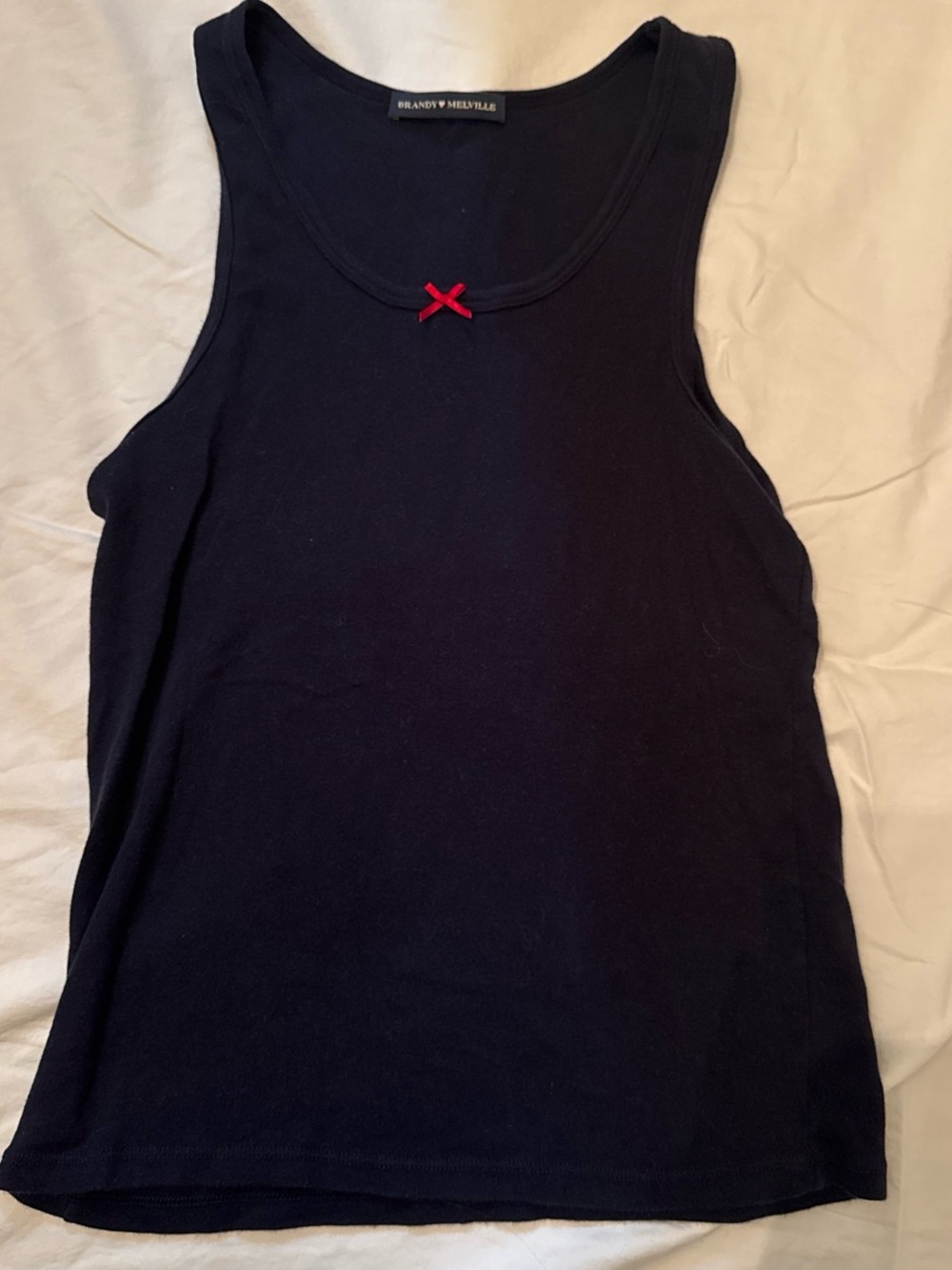 Brandy Melville Navy Tank with Red Bow Accent